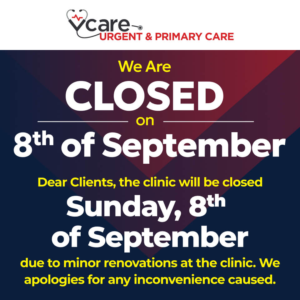 VCare Clinic Closed on 8th September, 2024